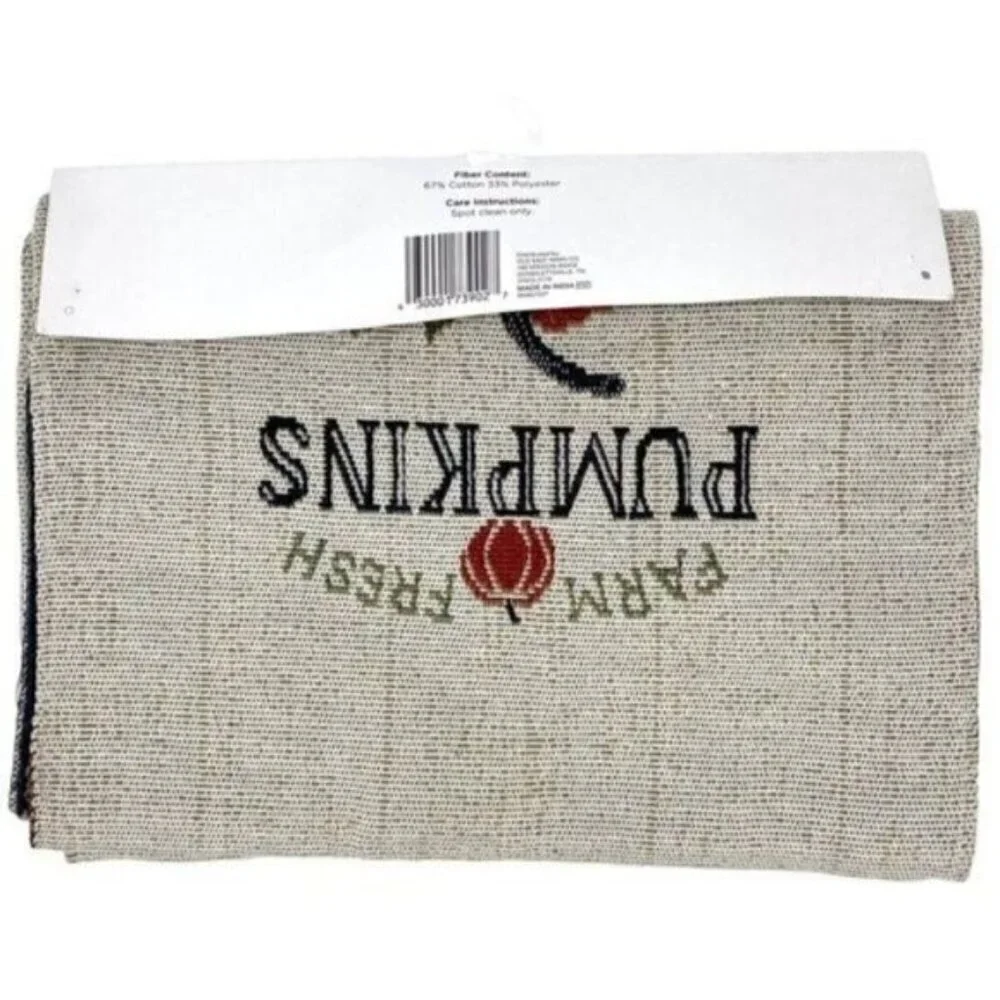 Pumpkin Fall Harvest Tapestry Table Runner New